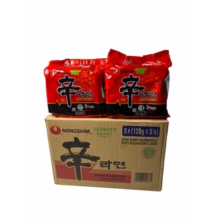 บะหมี่เกาหลี Nong Shim Shin Ramyun Noodle Spicy Mushroom Flavor, รส เห็ดหอมสไปซี่ 120g แพคสีแดง 1ลัง/จำนวน 40 ซอง