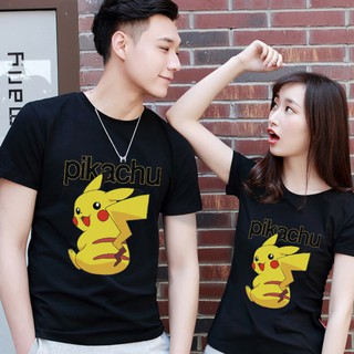 เสื้อทีเชิร์ตขายดี เสื้อยืดคอกลมแฟชั่นunisex เสื้อยอดฮิตลาย pikacha เสื้อแขนสั้น เสื่อคู่รัก  เสื้อแขนสั้น  ลาย pikacha