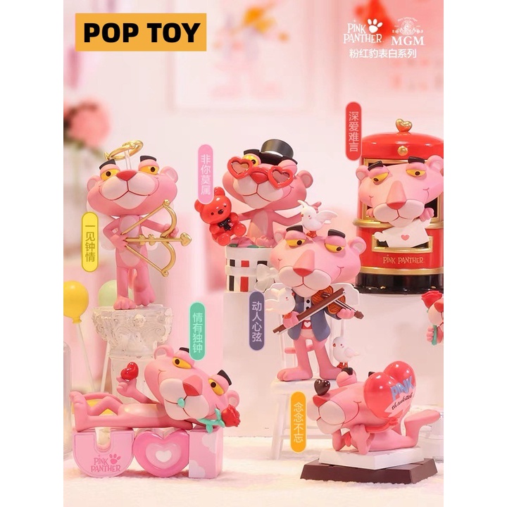 ของแท้Pink Panther Expressing Love Series ตุ๊กตากล่องตาบอด Popmart Cute Figures (มีจําหน่าย)