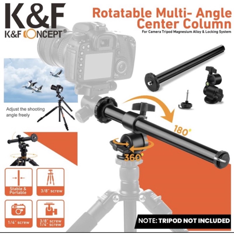 K&F KF KF-WXZZ Concept หมุนได้หลายมุมคอลัมน์กลางสําหรับกล้องขาตั้งกล้องแมกนีเซียมและระบบล็อค KF31.01