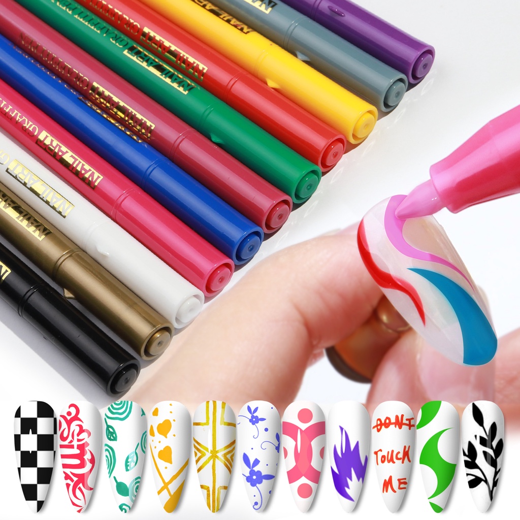 Misscheering ปากกาเพ้นท์เล็บ กราฟฟิตี้ สีดํา ยูวีเจล ออกแบบลายจุด วาดรายละเอียด แปรงปากกา DIY เครื่องมือทําเล็บ เครื่องประดับ
