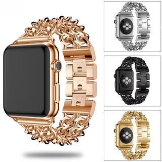 สายนาฬิกาข้อมือ สายโซ่โลหะ แบบสองแถว สําหรับ Apple Watch iwatch765432Se สายรัดข้อมือ โลหะผสม