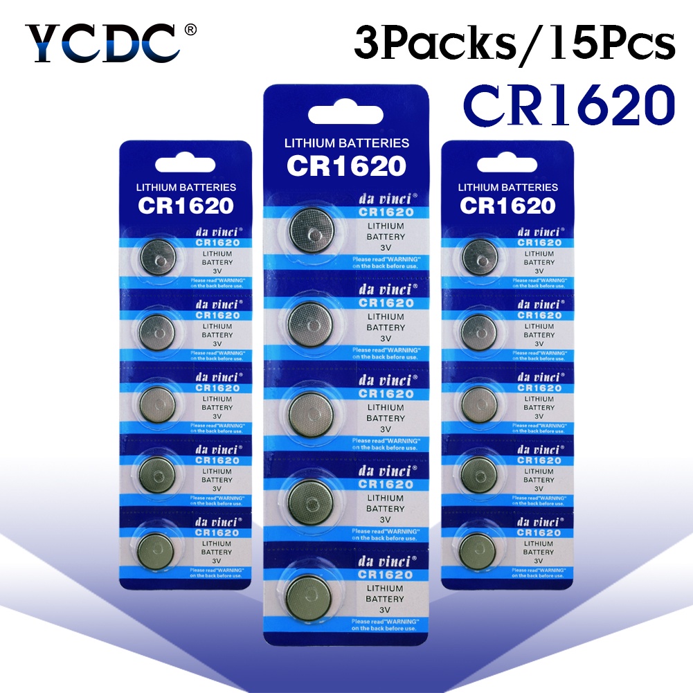 YCDC 15PCS Lithium Battery CR1620 Electronic Button Coin Cell Batteries