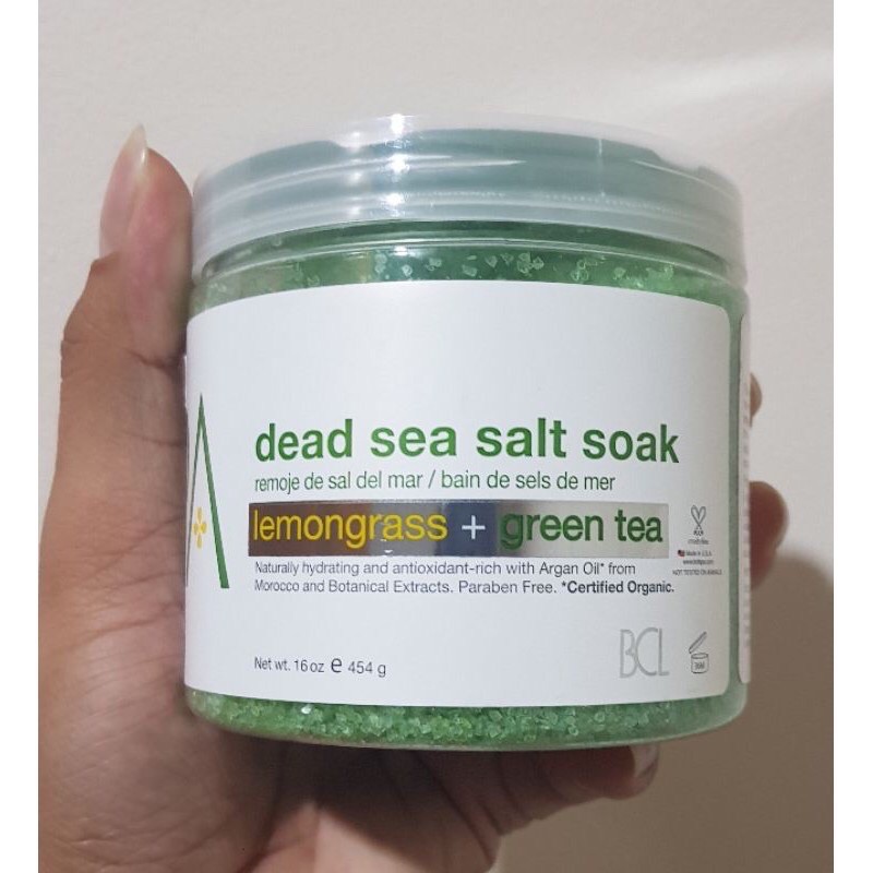 (( พร้อมส่ง/แท้💯%)) BCL SPA Dead Sea Salt Soak Lemongrass + Green Tea 454g.