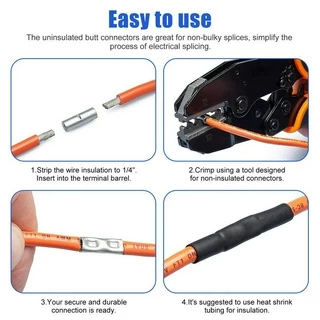 One ชุด 200 ชิ้นทองแดง Ferrule Crimp Terminals, Butt Splice Connectors สําหรับ 22-10 AWG สายไฟ