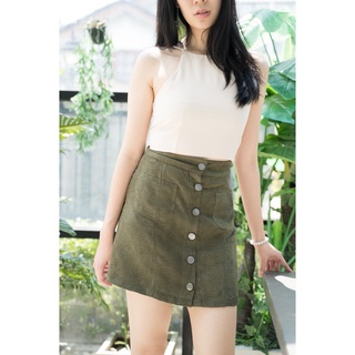 กระโปรงสั้นกระดุมหน้า Velvet Mini Skirt