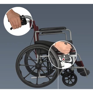 Abloom วีลแชร์ รถเข็น ผู้ป่วย เหล็กชุบ พับได้ พร้อมเบรคมือ Standard Foldable Wheelchair รับประกัน 1 ปี