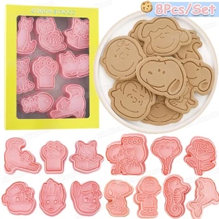 🍪พร้อมส่ง🥧8Pcs/Set🔥DIY แม่พิมพ์คุกกี้ การ์ตูนคุ้ สเตอริโอ 3 มิติกดคุ้กกี้เครื่องมืออบ