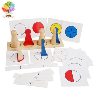 ของเล่น Treeyear Montessori Fraction Puzzle พร้อมการ์ดเสริมการเรียนรู้คณิตศาสตร์สําหรับเด็ก