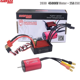 Surpass Hobby มอเตอร์ควบคุมความเร็ว ไร้แปรงถ่าน 25A ESC+2030 4500kv กันน้ํา สําหรับรถบังคับ 1/18 &amp; 1/20