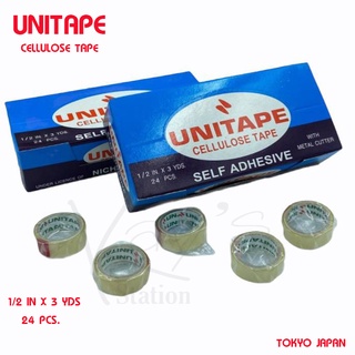 UNITAPE สก๊อตเทปใสขนาดเล็ก ยูนิเทป 1/2 IN x 3 YDS (24 ม้วน/กล่อง)