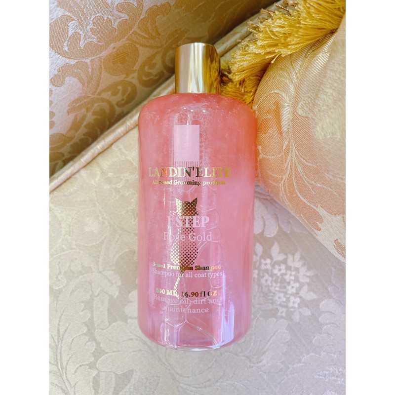 (แท้💯)✨Landin'Groom and Elite 😻 3 in 1 Rose Gold Premium Shampooครีมอาบน้ำสัตว์เลี้ยง ขนสวยฟูเงางามจ