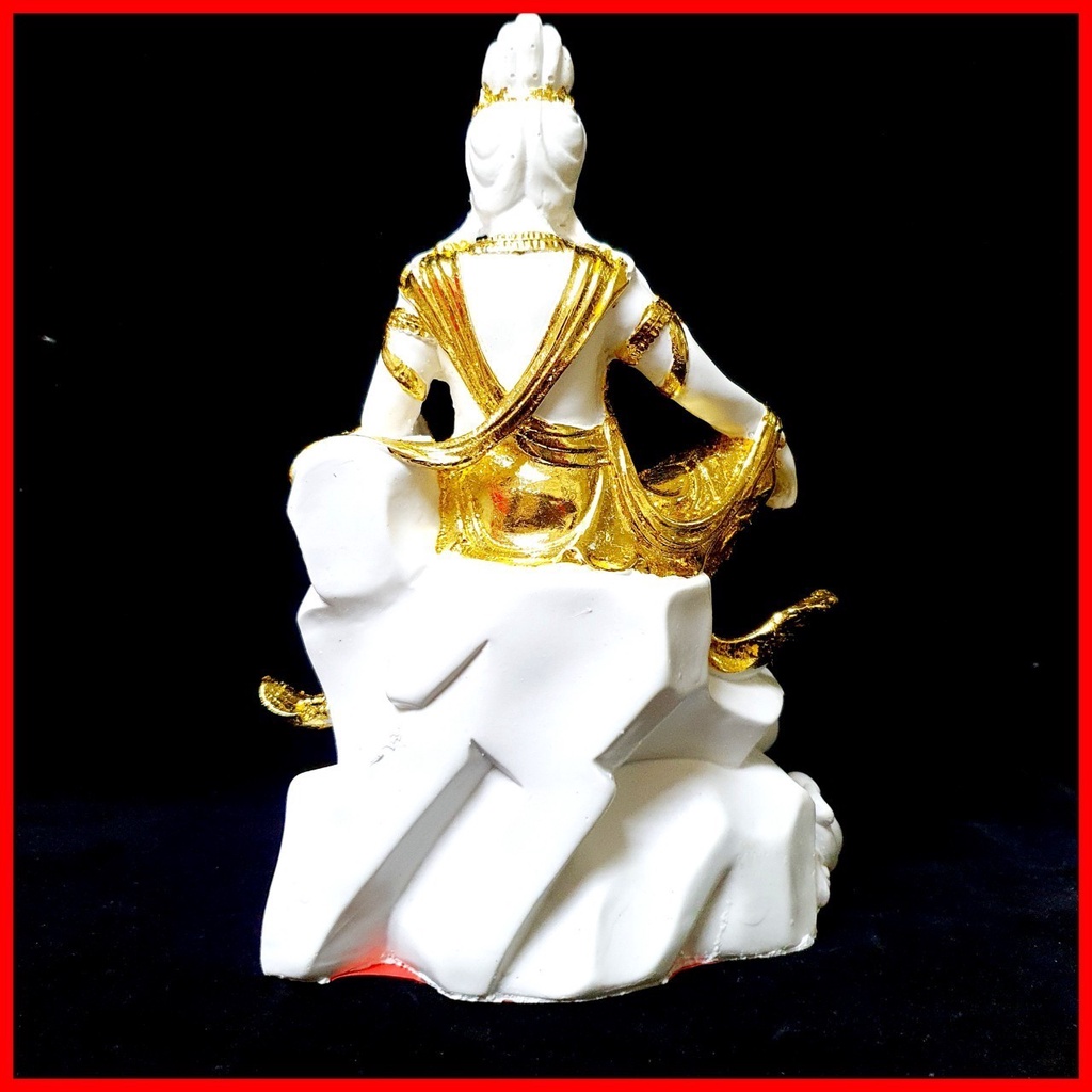พระโพธิสัตว์อวโลกิเตศวร เจ้าแม่กวนอิมประทับเสวยสุข สีขาวปิดทอง สูง25ซม.ปลุกเสกวัดมังกร งานสวยพรีเมี่ยมมาก น่าบูชา - รูปที่ 2