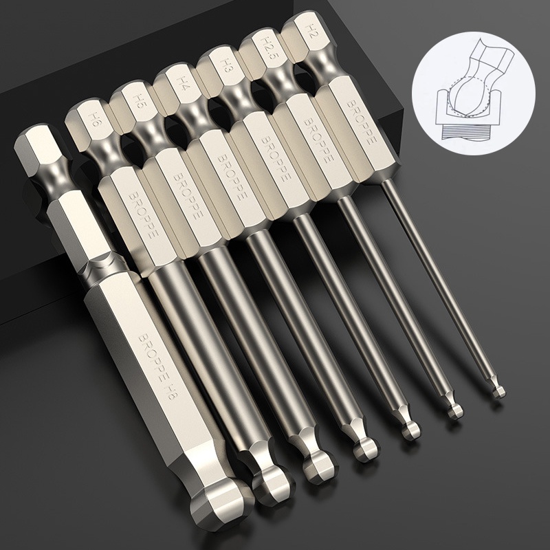 Ball End เมตริก Hex Key ไขควง Bits 2/2.5/3/4/5/6/8 มม.,แม่เหล็ก 1/4 "Hex Shank S2 เหล็กหัว Allen ประแจสกรู Driver Bit สําหรับประกอบเฟอร์นิเจอร์