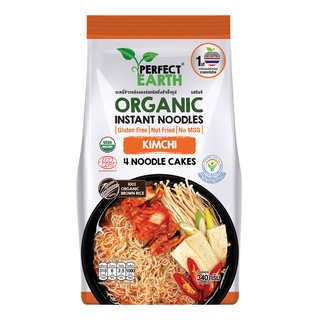 Perfect Earth Organic Instant Noodles Kimchi PACK of 4 บะหมี่ข้าวกล้องออร์แกนิคกึ่งสำเร็จรูป รสกิมจิ แพ็คใหญ่ (340 g)