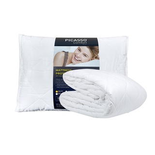 Picasso Comfort ผ้ารองกันเปื้อนที่นอน รุ่นกันน้ำ 100% (แบบยางรัดมุม 4 ด้าน)  / ผ้าเคลือบ PVCคุณภาพสูง