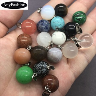 Ball pendant 14mm ทรงกลมกลมจี้ diy สำหรับสร้อยคอผู้หญิงหินธรรมชาติ 18 สี