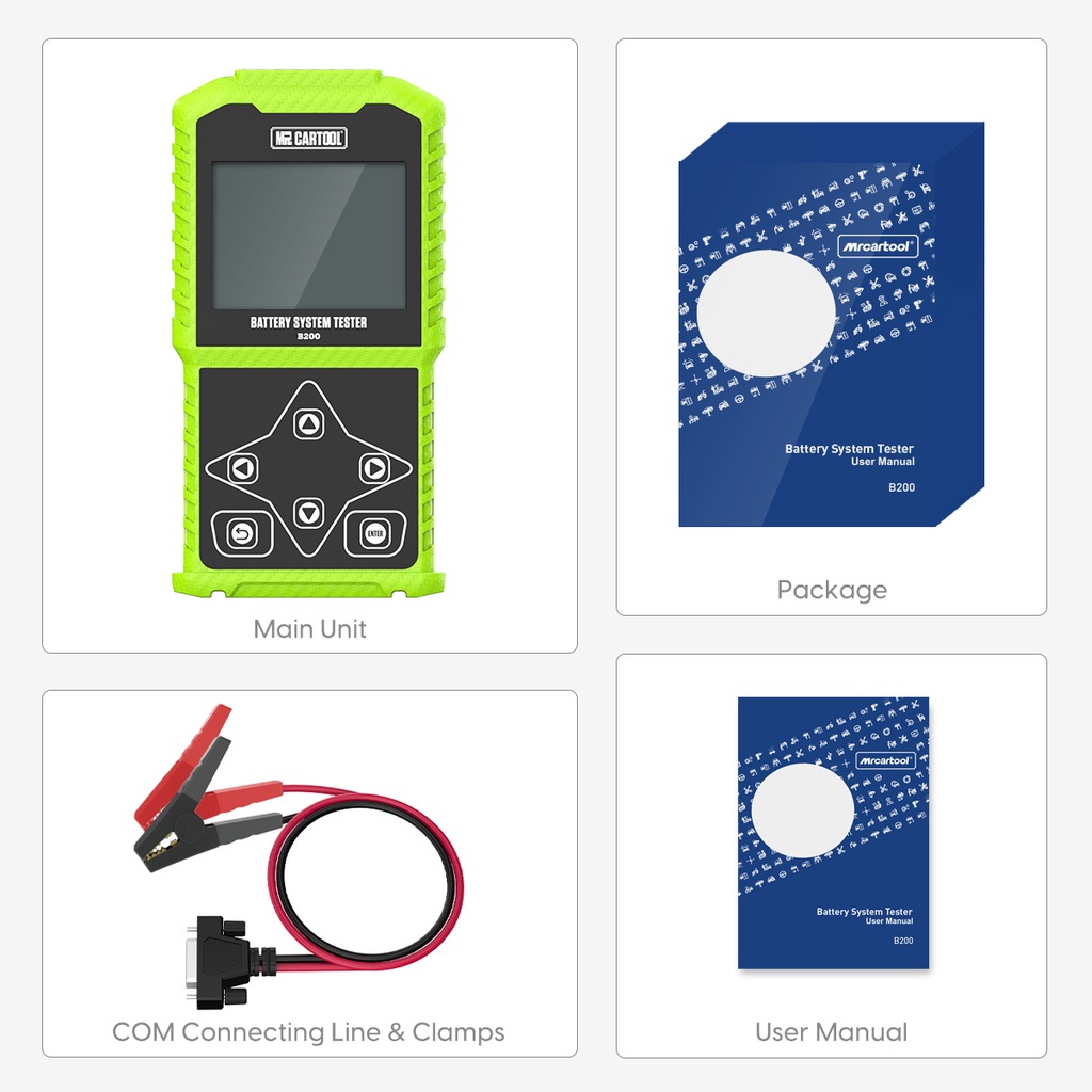 เมนูภาษาไทย MRCARTOOL B200 เครื่องทดสอบแบตเตอรี่รถยนต์ 12 V/24 V Battery Tester ยานยนต์ Cranking Analyzer ชาร์จรถ Cricut โหลดเครื่องมือรถจักรยานยนต์รับประกัน 2 ปี เครื่องวัดแบตเตอรี่ PK AUTOOL BT460