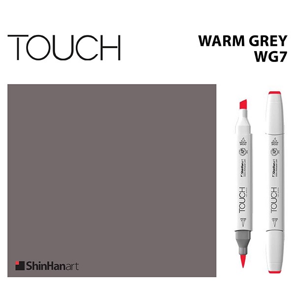 TOUCH TWIN BRUSH MARKER WG7 (WARM GREY) / มาร์คเกอร์หัวพู่กัน-หัวตัดขนาดกลาง รหัส WG7 (WARM GREY)