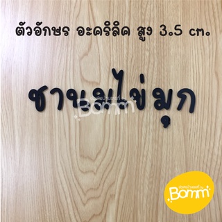 ใหม่ !!! ตัวอักษรภาษาไทย ตัวอักษร อะคริลิคสีดำ สูง 3.5 cm. หนา 3 mm.