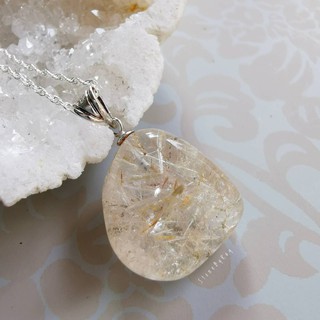 สร้อยคอเงินจี้หินไหมหิมะ Snow Rutile Quartz