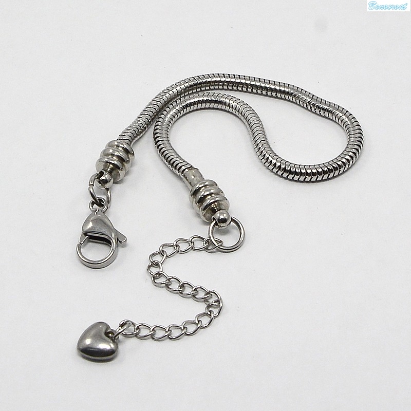 Benecreat 10pcs 304 Stainless Steel European Round Snake Chains