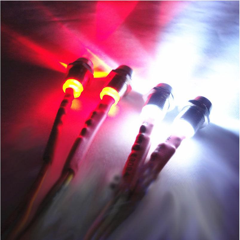 RC 4P Front 2x White 5mm and Rear 2x Red 3mm LED lights For 1/10 Buggy Truck Car