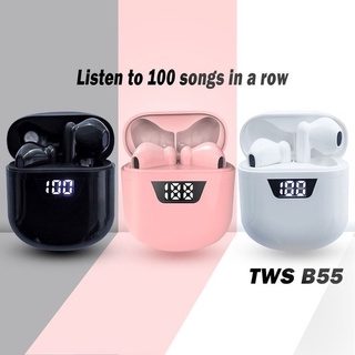 Tws B55 หูฟังบลูทูธไร้สาย สีมาการอง HIFI สําหรับ Android IOS Music Surround Sound Handsfree Headset airpod