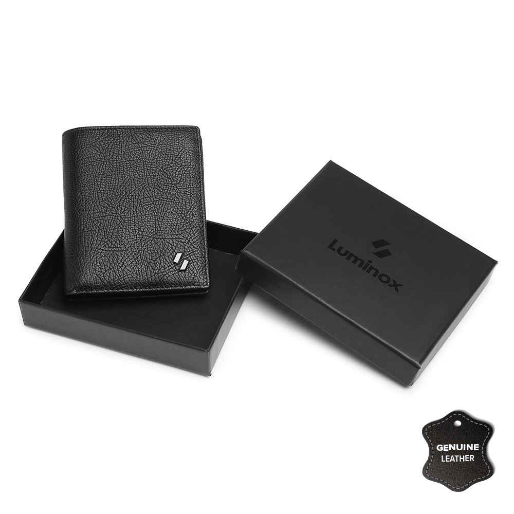 Luminox Warrant กระเป๋าสตางค์ หนังวัวแท้ แบบพับได้ ฟรีกล่องพิเศษ สําหรับผู้ชาย