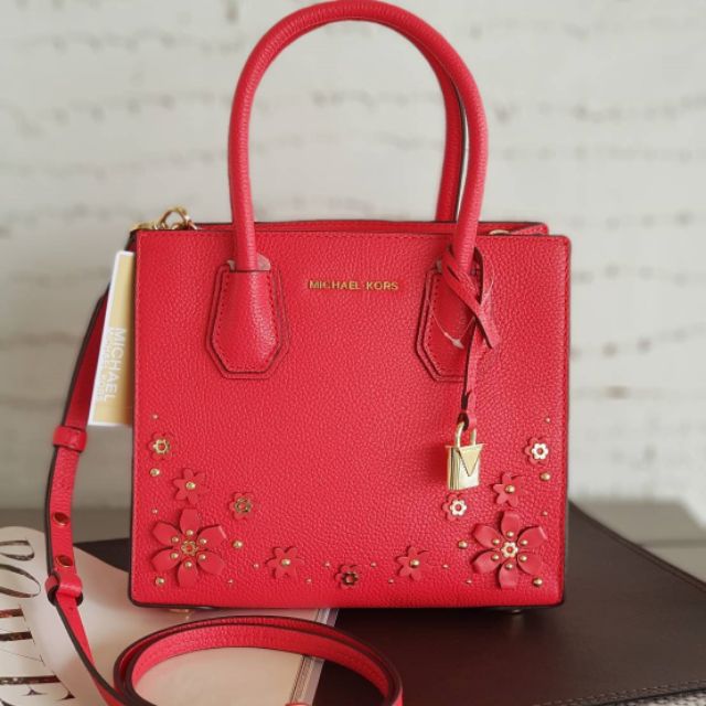 michael kors mercer floral embellished leather crossbody