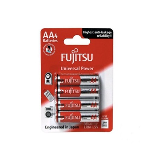 fujitsu ถ่าน alkaline ขนาดAA 1.5V แพค4ก้อน ของแท้