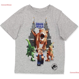 เสื้อยืดผู้ชายและผู้หญิง LEGO Jurassic World Dinosaur Boys Short Sleeve T-Shirt Tee Mens Womens T-shirts