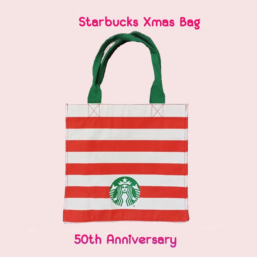Starbucks Xmas Christmas 2021 GIFT tote BAG Cerebrating 50 Years of Coffee &amp; Joy กระเป๋าผ้า สตาร์บัคส์ คริสต์มาส