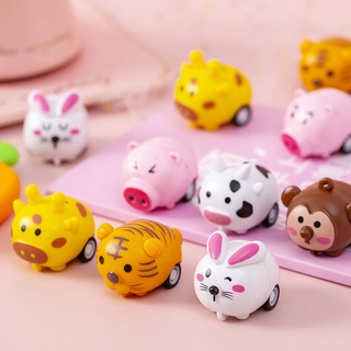 1Pc Cartoon Animal Pull Back Cute Mini Car Toys Children Play Vehicle