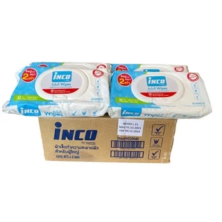 (3 แถม 3)Inco Adult Wipes ผ้าเปียกเช็ดผิวผู้ใหญ่ แบบมีฝาปิด ผ้าเช็ดทำความสะอาดผู้ใหญ่ 40 แผ่น