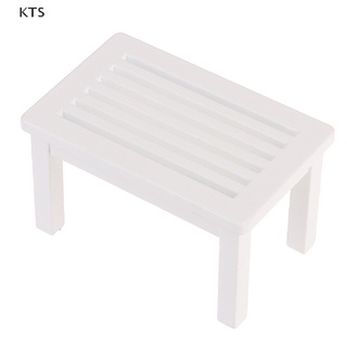 Kts โต๊ะน้ําชาไม้จิ๋ว สีขาว อุปกรณ์เสริม สําหรับตกแต่งบ้านตุ๊กตา 1:12