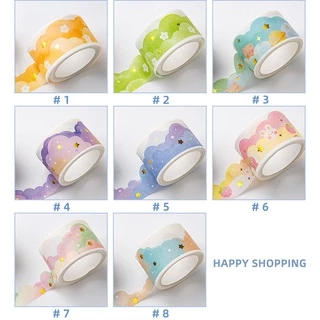 สติกเกอร์เทปวาชิ ลายก้อนเมฆ สีบรอนซ์ 3 เมตร สําหรับตกแต่งไดอารี่ นักเรียน DIY
