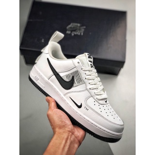 ✴๑Original Nike Air Force 1  07 LV8 Utility AF1 รองเท้าผ้าใบรองเท้าสำหรับผู้ชายและผู้หญิงรองเท้าสีขาวสีดำ