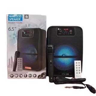 ลำโพงบลูทูธ ลำโพงไร้สาย รุ่น KTX-1286 ลำโพงบลูทูธลำโพงพร้อมไมค์+รีโมท ดอก6.5 นิ้ว เสียงดี เบสแน่น รองรับไมโครโฟน`
