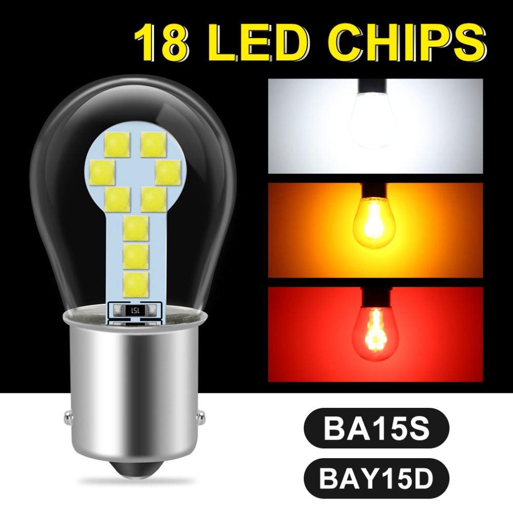 หลอดไฟเลี้ยวรถยนต์ LED 1156 BA15S P21W 1157 BAY15D P21/5W R5W R10W S25 12V สีแดงอําพัน สีขาว