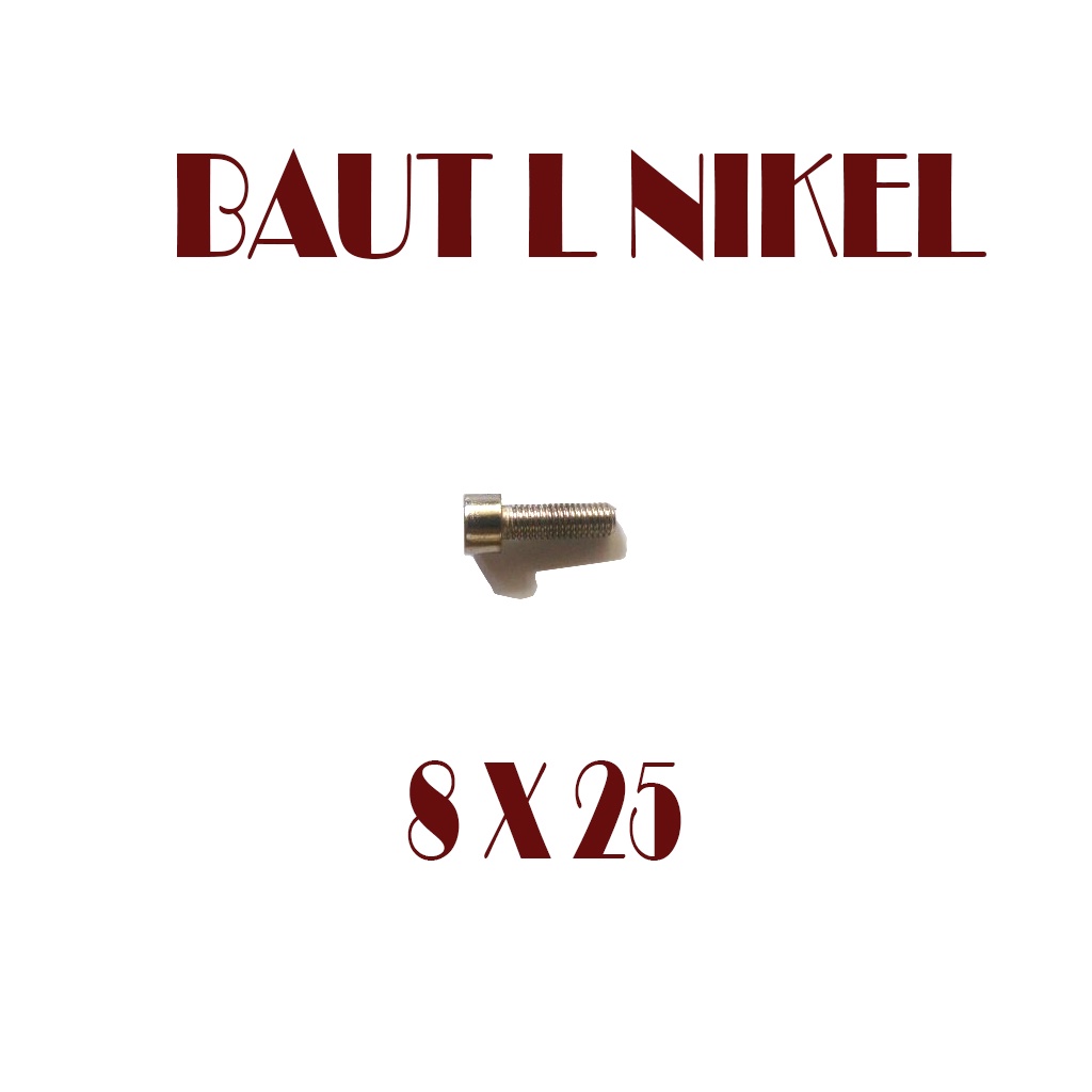 NICKEL "L" BOLT 8 x 25 / "12 L Key 6 / 8 mm x ยาว 25 mm (ราคาต่อ 1 ชิ้น)