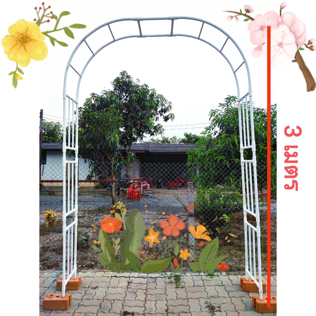 ซุ้มโค้ง ซุ้มไม้เลื้อย ซุ้มประตู ซุ้มกุหลาบเลื้อย ซุ้มงานแต่ง ซุ้มแต่งงาน โครงไม้เลื้อย DIYจากท่อPVC - รูปที่ 4