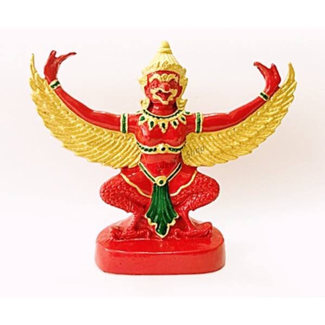 พญาครุฑเหนือดวงแร่เหล็กน้ำพี้ สีแดง