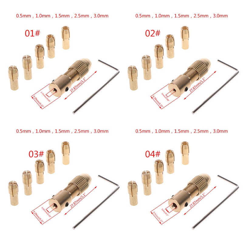 Cutiepie 7 ชิ้นชุด 2 2 35 4 05 5 05 มม.มอเตอร์ไฟฟ้าเพลา Mini Chuck Fixture Clamp 0 5-3