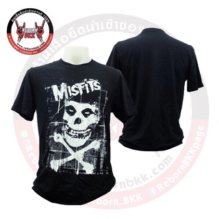 เสื้อยืดพิมพ์ลายแฟชั่นเสื้อวง Misfits ลิขสิทธิ์แท้100%