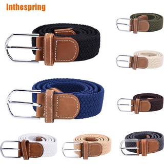 (Inthespring) เข็มขัดผ้าใบถัก แบบยืดหยุ่น สําหรับ