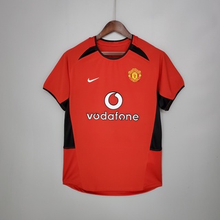 เสื้อกีฬาแขนสั้น ลายทีมชาติฟุตบอล Man U 02-04 ชุดเหย้า สไตล์เรโทร