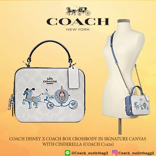 COACH DISNEY X COACH BOX CROSSBODY IN SIGNATURE CANVAS WITH CINDERELLA (COACH C1426)