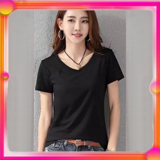 เสื้อยืด สีดำ คอวี ผู้หญิง ผู้ชาย เสื้อยืดค้อตต้อน100% ตราห่านคู่ รุ่นeasy comfort นิ่มเนื้อดี ใส่สบาย ไม่ร้อน สีไม่ตก ค