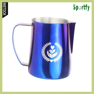 Sportfy เหยือกสแตนเลสสําหรับตีฟองนมฟองนมกาแฟบาริสต้าเอสเพรสโซ่คาปูชิโน่ลาเต้อาร์ต 12 ออนซ์